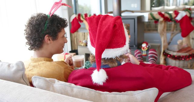 Couple Enjoying Hot Beverage During Christmas Holiday - Download Free Stock Images Pikwizard.com