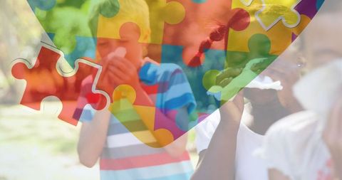 Colorful Puzzle Piece Heart Symbolizing Autism Awareness - Download Free Stock Images Pikwizard.com