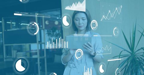 businesswoman analyzing digital data charts on tablet - Download Free Stock Images Pikwizard.com