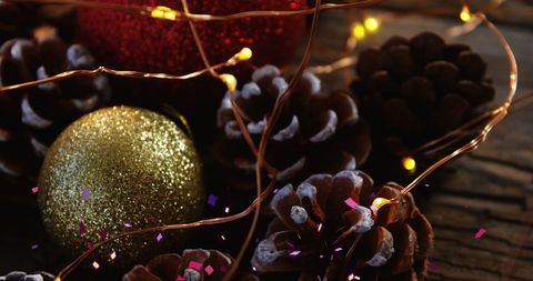 Christmas Ornaments with Glittering Baubles and Fairy Lights - Download Free Stock Images Pikwizard.com