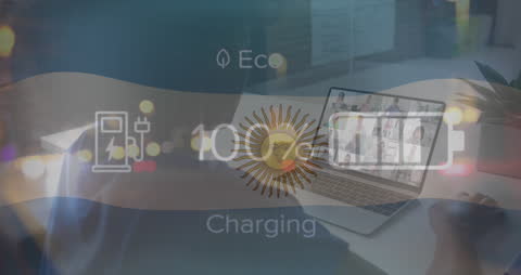 Meeting for Global Innovation Hands Up Display Argentina Flag Virtual Technology