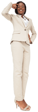 Confident African American Businesswoman Smiling on Transparent Background