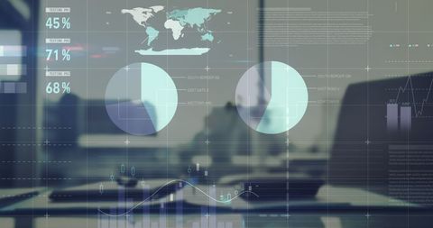 Digital Interface Displaying Business Analytics in Modern Office - Download Free Stock Images Pikwizard.com