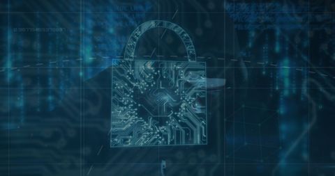 Digital security padlock and hacker imagery highlighting cyber threats