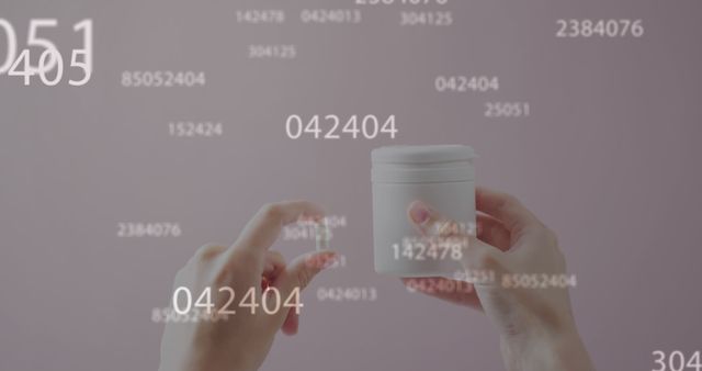 Person Holding Cosmetic Jar with Overlaid Numbers and Codes - Download Free Stock Images Pikwizard.com