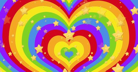 Vibrant Rainbow Hearts with Stars Pride Theme