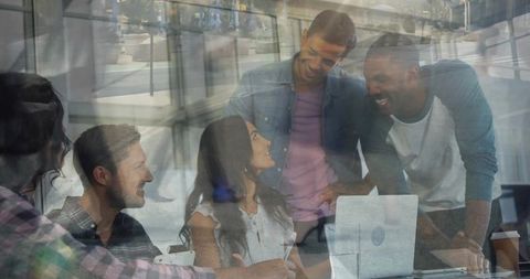 Diverse Team Brainstorming in Modern Boardroom