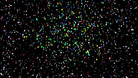 Animated Colorful Confetti Falling on Black Background