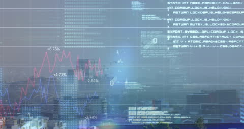 Cityscape Blending with Financial Data Visualization Concept