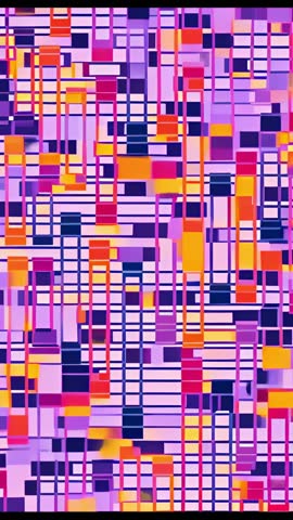 Vertical looping abstract motion: Multicolored geometric grid shifting and clustering