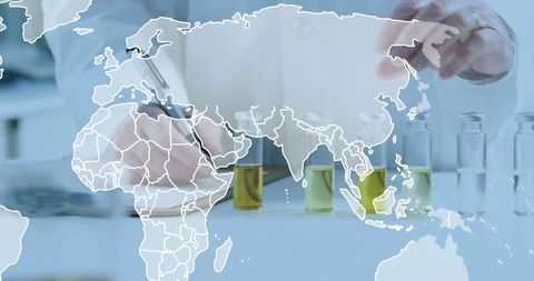 Global Science Concept with Scientist and World Map Overlay - Download Free Stock Images Pikwizard.com