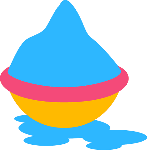 Minimalist dessert bowl with blue ice on transparent background