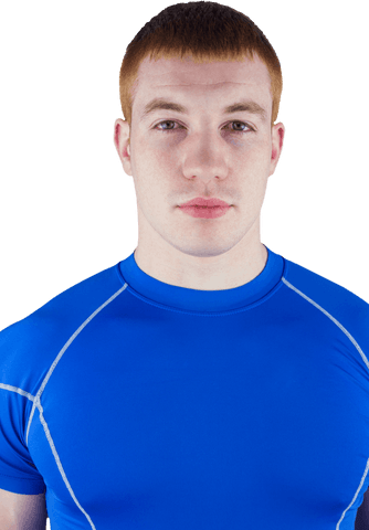 Transparent Serious Male Rugby Player in Vibrant Sportswear