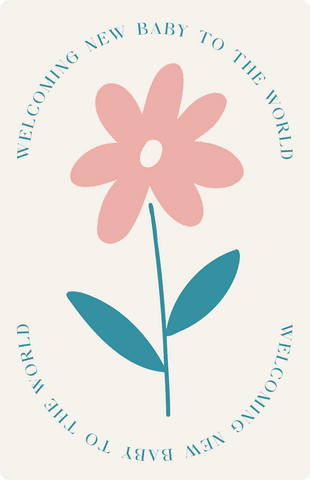 Transparent pink flower illustration with welcoming text design
