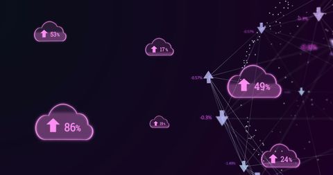 Dynamic Data Clouds with Growth Arrows and Digital Network - Download Free Stock Images Pikwizard.com