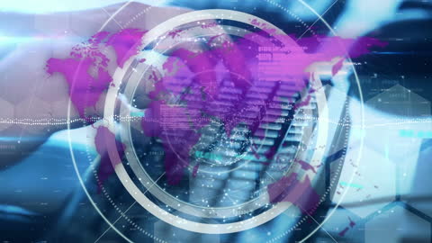 Animated Global Data Network with Laptop User