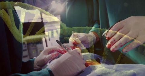 Surgeons performing precise surgical operation in modern or