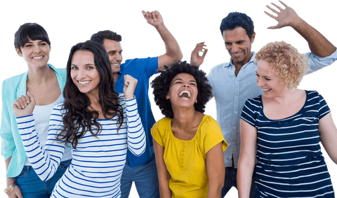 Diverse Business Team Celebrating Together, Transparent Background