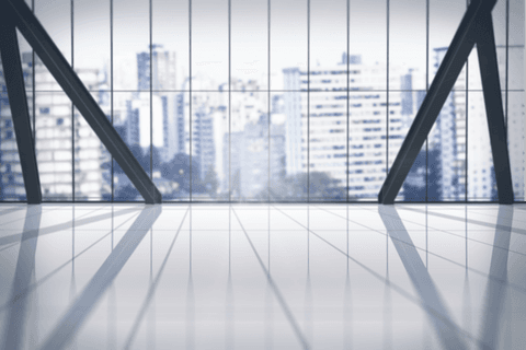 transparent windows overlooking city skyline in urban building - Download Free Stock Videos Pikwizard.com