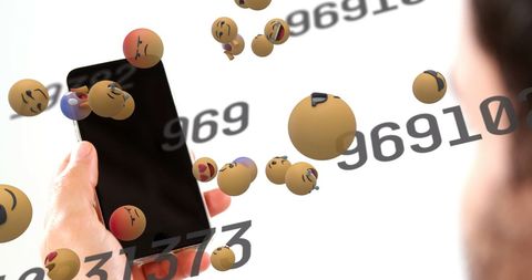 Social media emoticons and data overwhelming smartphone user