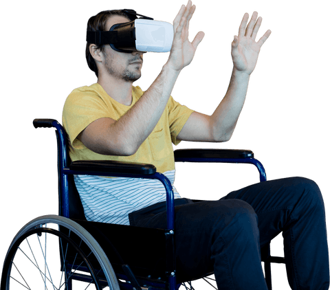 immersive virtual reality experience in wheelchair transparent - Download Free Stock Videos Pikwizard.com