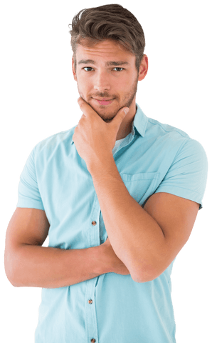 Transparent Thoughtful Man with Hand on Chin Pondering - Download Free Stock Videos Pikwizard.com