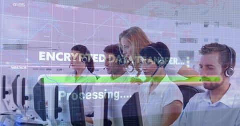call center team securely encrypted data processing - Download Free Stock Images Pikwizard.com