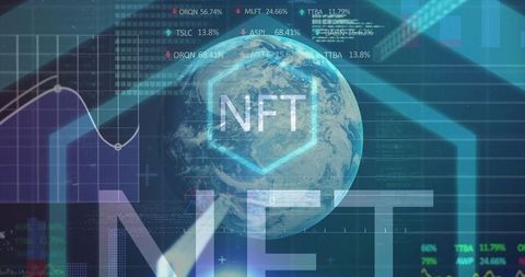 Futuristic Blockchain Concept Holographic NFT Interface