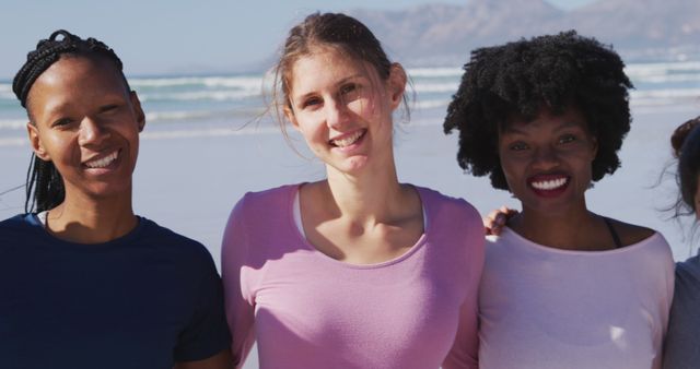 Cheerful Women Enjoying Day at Beach - Download Free Stock Images Pikwizard.com