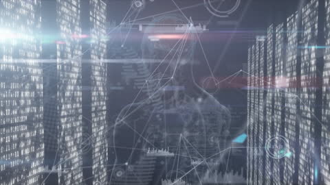 Futuristic Interface with Connected Data and Digital Human Body