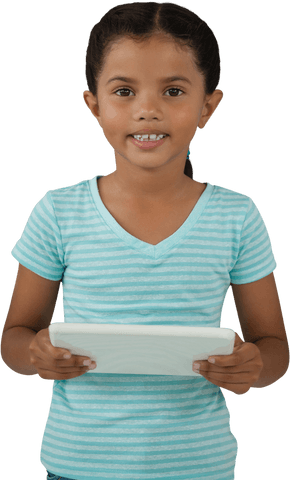 Transparent Background of Smiling Girl Holding Tablet - Download Free Stock Videos Pikwizard.com