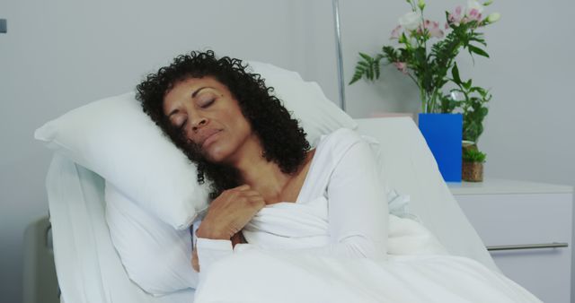 Woman Resting Peacefully in Hospital Bed - Download Free Stock Images Pikwizard.com