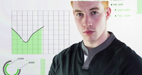 Rugby Player with Data Analytics in Background