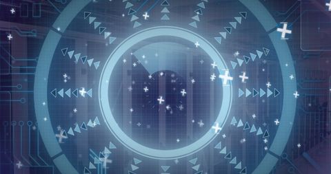 Futuristic Digital Interface Overlaying Server Room in Operation - Download Free Stock Images Pikwizard.com