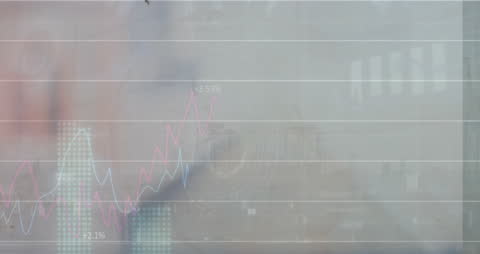 Abstract Financial Data and Cityscape Background Animation