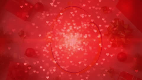 Glowing Hearts Animation with Merry Christmas Text
