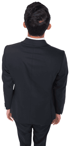 Businessman Standing from Back on Transparent Background