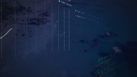 Aerial Cityscape Overlay with Digital Data Visualization