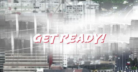 Urban Cityscape with Gaming Text Overlay