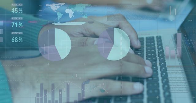 Analyzing Data Charts on Laptop with Digital Interface Overlay - Download Free Stock Images Pikwizard.com