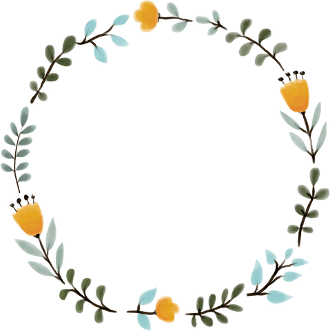 Floral Round Frame with Transparent Background
