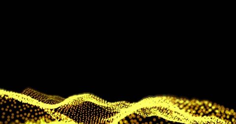 Abstract Wave of Yellow Dots on Black Background