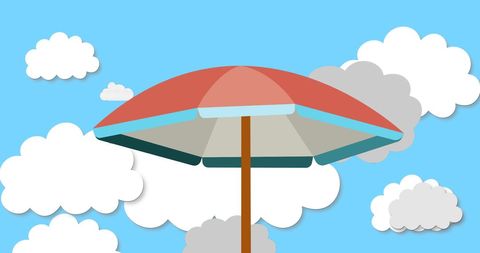 Abstract illustration of beach umbrella and clouds