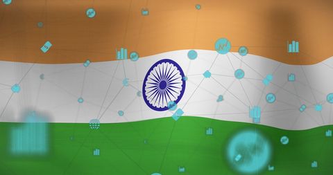 Digital Data Processing Concept on Indian Flag Background