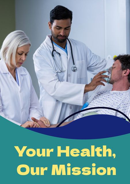 Ideal for healthcare advertisements, hospital brochures, and medical education materials highlighting compassion and expertise in patient care. Useful for illustrating medical team collaboration in diverse media formats such as website graphics, educational posters, and healthcare presentations.
