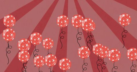 Celebratory Floating Red Balloons on Star Pattern Background - Download Free Stock Images Pikwizard.com