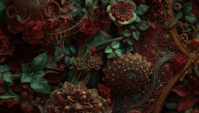 Luxurious baroque interior with sculpted floral details