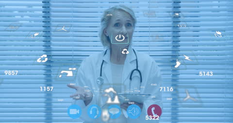 Digital Integration in Healthcare: Doctor with Virtual Interface