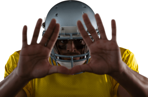 American football player making gestures on transparent background