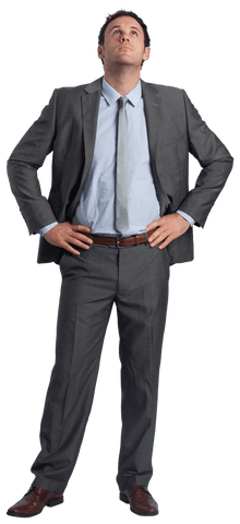 transparent businessman standing with hands on hips looking up - Download Free Stock Videos Pikwizard.com